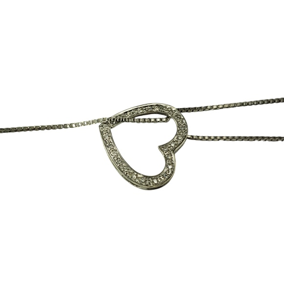 14 Karat White Gold Diamond Heart Lariat Necklace #18745 - Picture 4 of 8